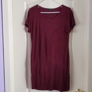 Striped Bergandy Tee-shirt dress
